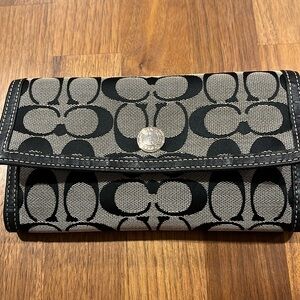 Coach Black Wallet With Check Book Coverr